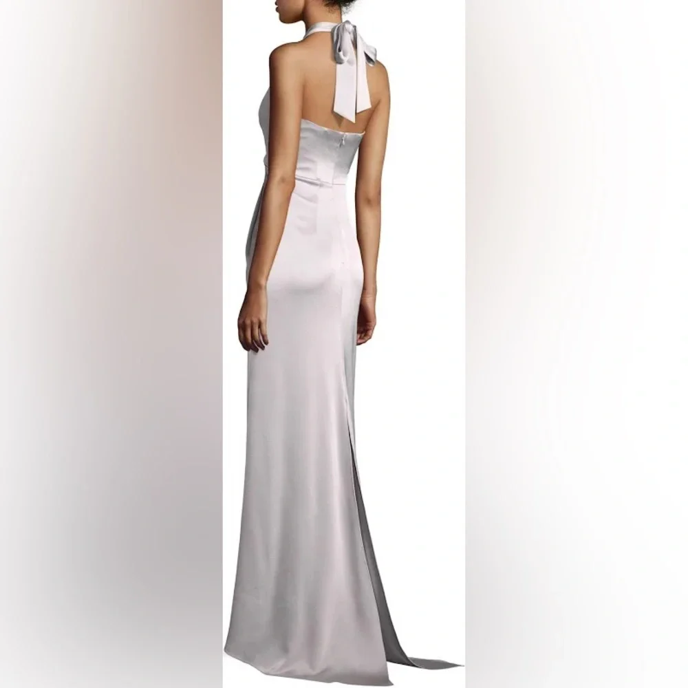 Halston Heritage Deep V Silver Dress - Picture 2 of 11